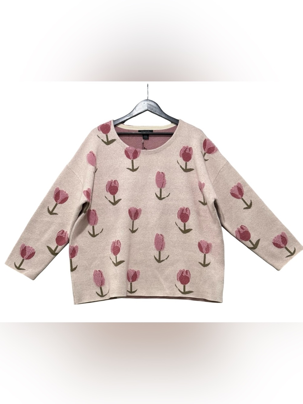 Tahari Tulip Print Sweater Pink Floral Knit Pullover Size 2X NWT - Picture 6 of 10
